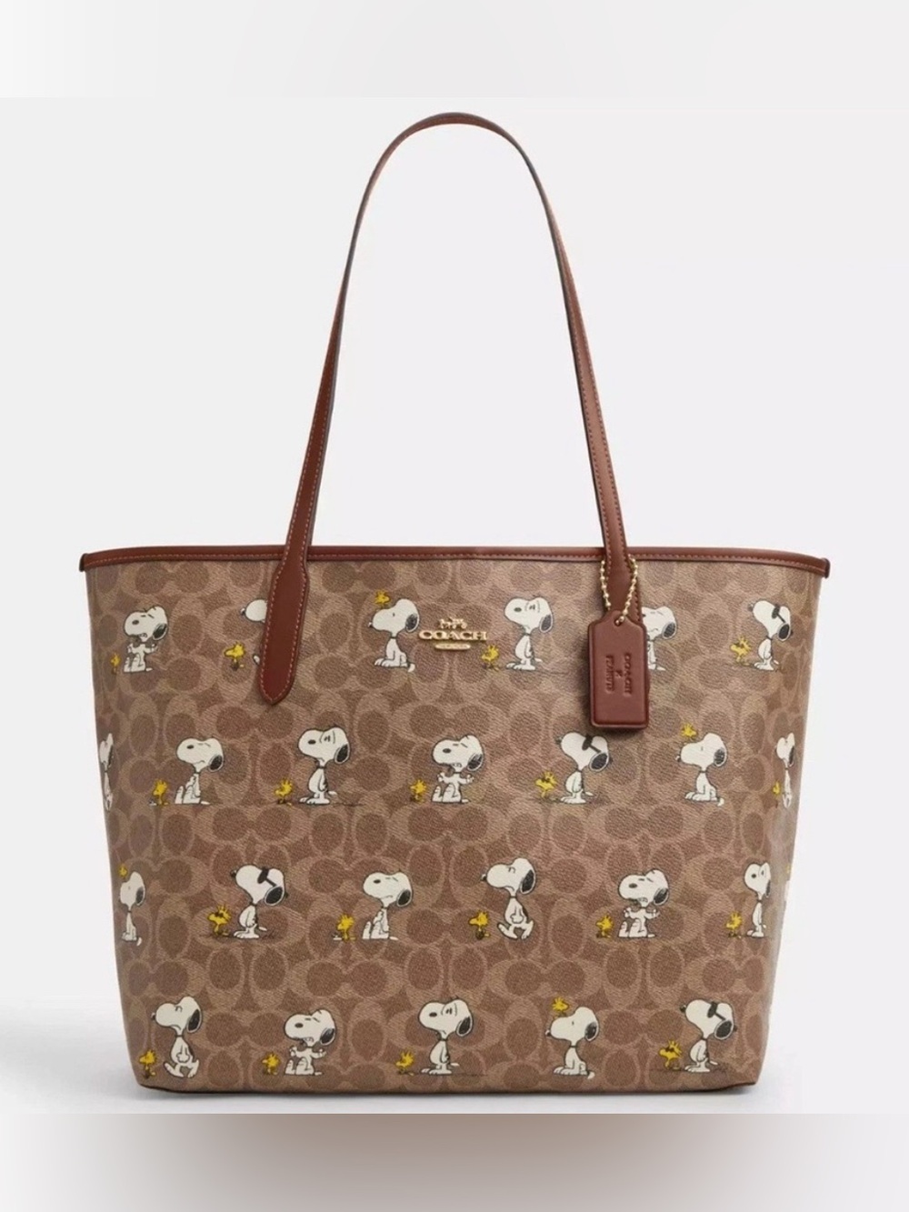 Last one! NWT Coach X Peanuts City Tote Bag in Signature Canvas with Snoopy Prin